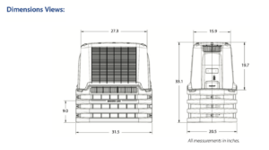 pedestal dimensions